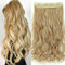 TESS Clip in Extensions Gewellt 60 cm, Mittelblond/Hell-Lichtblond Ombre Haarverlängerung 1 Teil 5 Clips Hair Extensions Clip in Synthetic Haarteil für Frauen