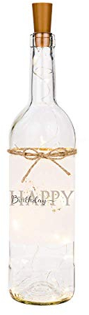Manufaktur Liebevoll Flaschenlicht Happy Birthday mit Wunschzahl - Persönliches Geschenk zum Geburtstag - Flasche mit LED Beleuchtung