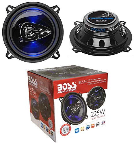 2 Haut-parleurs Compatible avec Boss Audio Systems BE524 BE 524 coaxial 4 Voies 5,25 13,00 cm 130 mm 112 Watts rms 225 Watts Max 4 ohms 90 DB avec LED Bleu et Suspension en Gomme, la Paire