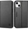 SHIELDON Wallet Case for iPhone 13, Genuine Leather Folio Case [Card Slots][Magnetic Closure][RFID Blocking][TPU Shockproof][Kickstand] Flip Cover Compatible with iPhone 13 6.1 5G 2021, Black