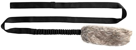 Dingo Hundespielzeug Kunstfell mit Quietsch Pelz Lange Schwarz Bungee-Griff Beisswurst Mop Hundetraining Spiel mit Hund zum Tauziehen Fleece 15585