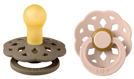 BIBS Boheme Schnuller 2er-Pack. BPA-frei. Kirschform Nippel, Größe 1 (0-6 Monate), Dark Oak/Blush