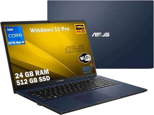 ASUS Notebook, pc portatile, Cpu Intel i5 di 13Th 10 Core, Ram 24 Gb, SSD M.2 Nvme da 512gb, 15,6 FHD, wi-fi, 4 Usb, Bt, Intel Iris xE, Windows 11 Pro, Office 2021, pronto All'uso