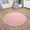 TT Home Wohnzimmer Teppich Kurzflor Anti-Rutsch Rückseite Unifarben Modern Waschbar, Farbe: Rose, Größe:80 cm Rund