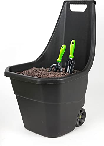 Gartenkarre schwarz Gartentrolley Gartenwagen Transportwagen Schubkarre Kübel