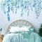 VePret Blue Hanging String of Willow Wall Decals Peel and Stick, Large Plants Leaf Vinyl Wall Stickers, Removable Vine Home Decor Art for Bedroom Living Room Classroom Office