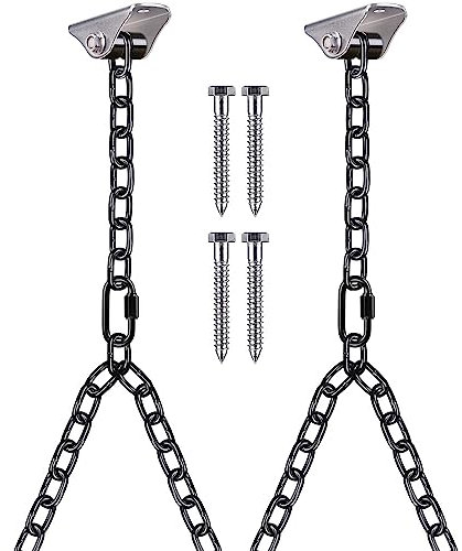BeneLabel Holz Decke Aufhänger 2pcs Hängematte Schaukel Stuhl Hängen Schraube 180° Schwenk Silentbuchse Hardware Karabiner Set 1.4M Schwarz Y Kette für Innen Außen SpielplatzStuhl, 1000lbs
