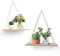 YiYa 2pcs Estante Colgante de Madera Estantes Flotantes de Madera con Cuerda Boho Decor para Salas Decoración Pared de Estar, Dormitorio, Oficina,de Baño Decoración de Plantas Pequeñas