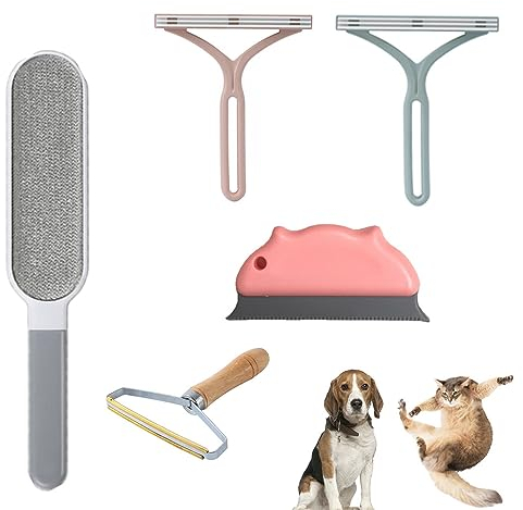 CuiCanfla 5 Pcs Manual quitapelusas portátil, Quita pelos Mascota, Cepillo quitapelos Mascotas,Removedor de Pelusa, Cepillo quitapelusas Ropa para Ropa, Animales, Sofás, Alfombras, Coches, Sabanas