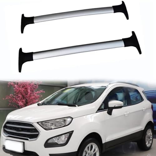Aluminium, 2pcs Car Roof Rack, Cross Bars Railing Carrier, Load Carrier, Lockable Bike Luggage Rack, Support Rails Travel Accessories, For Fo-rd Ecosport 2013-2020,Silver