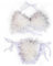 ZOSCGJMY Damen Flauschige Künstliche Fell Pelz Bikini Set Triangel Bikini Zweiteiliger Badeanzug (Weiß-2)