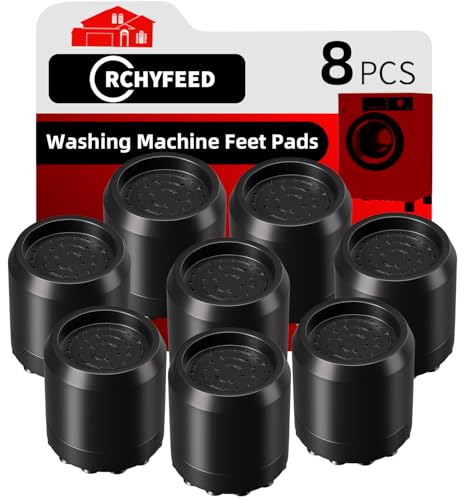 RCHYFEED 8 Pcs Washing Machine Feet Pads,Slip Noise Cancelling Anti Vibration Mat,Washing Machine Stabilizer for Washing Machines and Dryers (Black)