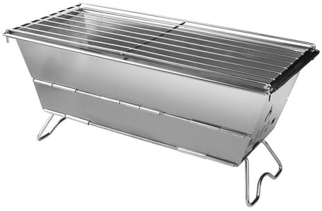 TINMIX Mini barbecue à charbon de bois pliable en acier inoxydable avec support de sol pour bar de jardin