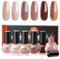 Modelones Autumn Brown Nude Nail Polish Set - 6 Colors, Quick Dry, Glitter, Salon Home DIY Nail Art