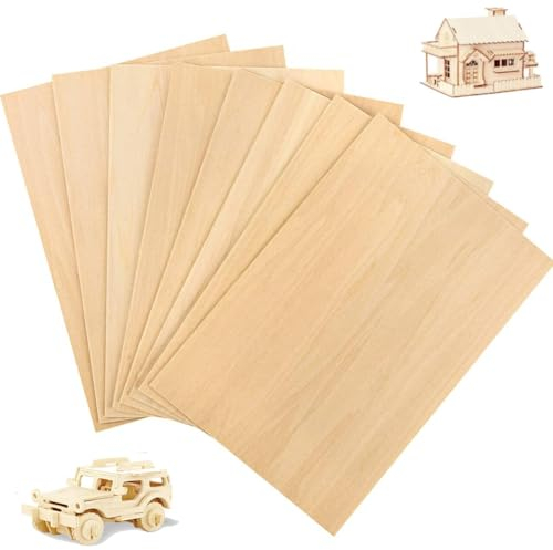 FTXanty Contrachapado Madera 8 Piezas Tablero Panel Contrachapado Cuadrado Paneles de Madera Manualidades 300 x 200 Tablero Contrachapado para Manualidades Modelismo Pintura Artesanía