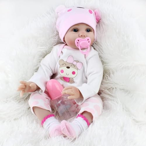 Scnbom Reborn Babys vollsilikon Puppen mädchen 22zoll 55cm lebensechte babypuppen wie echtes Toddler Junge
