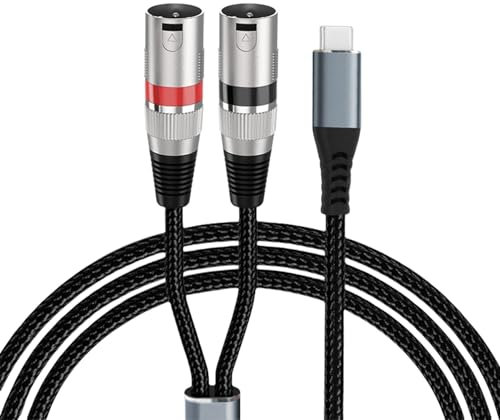 BEITSZ Cable de audio USB C a XLR macho doble, 32 bits/384 Khz, cable estéreo de salida USB tipo C a XLR macho para amplificador de potencia, consola mezcladora, 2 metros