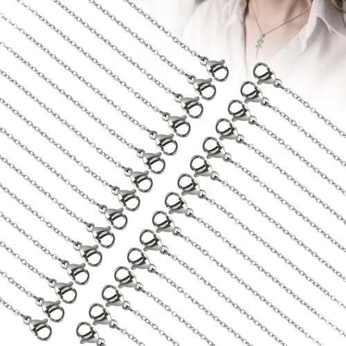 Stainless Steel Necklace Chain for Jewellery Making, Cross Link Flat O-Link Chain Necklace Chains for DIY Jewellery Craft