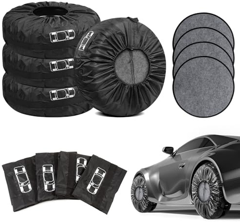 Frstem Reifentaschen Set,4 Stück Ø80CM Reifentüten mit 4 Filzpads,17-20 Zoll Reifenschutzhülle für Sauberer Transport und Lagerung
