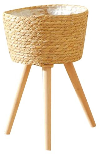 Toyvian Cesta de Plantas Tejida de Madera con Patas Soporte para Macetas de Interior y Exterior Estilo Rústico Organizador de Plantas para Jardín