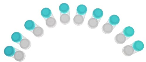 FerneeButy 10pcs Blue Double Barrel Contact Lens Soaking Case with Screw Top Design, Leak-Proof Storage Container for Travel