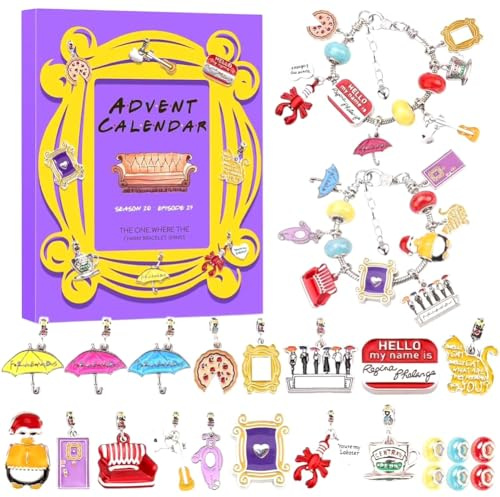 KikoSpark Adventskalender zum Selbermachen, Weihnachts-Charm-Armband, Weihnachts-Countdown-Kalender, TV-Show, für Frauen und Mädchen