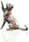 Bronze-Katze, sitzend, Bronze-Miniatur-Figuren, Butler & Pfirsich.