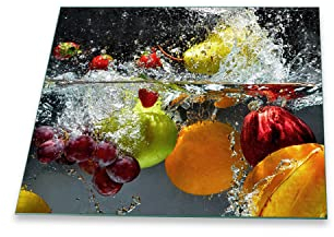 Herdabdeckplatte Abdeckung Ceranfeld Abdeckplatte Schneidebrett 1-Teilig 60x52 Früchte Mehrfarbig Spritzschutz Glasplatte Ceranfeldabdeckung Schutz Herdschutz Sicherheitsglas Glasschneidebrett