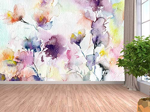 Oedim Fotomural Vinilo para Pared de Acuarelas Formando Flores | Mural Decorativo para Paredes | 350 x 250 cm | Decoración para Comedores, Salones y Habitaciones