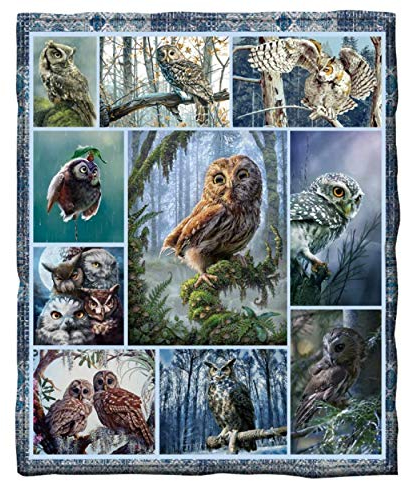 FEJK Flannel Blanket 3D Owl Blanket Soft Plush Blanket For Sofa Bed Tv Couch Bedding Throw Blanket Home Decor 40 * 50 Inches