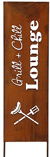 Schild Spruchtafel Gartenschild Edelrost rostige Gartendeko 115cm Edelrost (Grill & Chill)