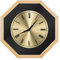 Navaris Analog Holz Wanduhr Achteck Design - 30 x 30 x 3,5cm - analoge Hängeuhr Uhr zum Aufhängen mit goldenem Ziffernblatt - Holzuhr Hellbraun