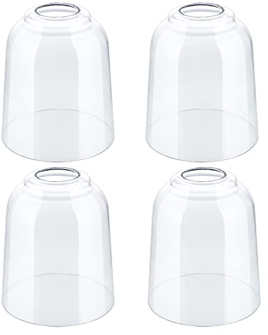 Skelang 4 Pcs Abats-jour en verre, globes en verre de remplacement, globes de réchange pour luminaires, lustres, lampes de table, applique murale (Transparent)