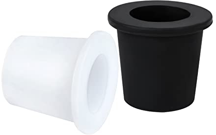AIEX 2 Piezas Cuña de Cono de Paraguas, Silicona Suave Anillo de Agujero de Paraguas para Orificios de Mesa de Patio de 5cm a 6,4cm 3,8cm y Postes de Sombrilla Más Pequeños (Negro, Blanco)