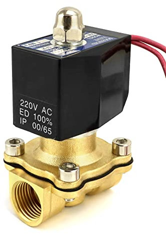 QWORK® Elettrovalvola 220V, 1/2''G, ottone, per acqua aria gasolio, DN15