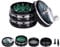 TIRIRS 2.5 4 Pieces Hand Cranked Clear Top Herb Grinder - Aluminium Spice Grinder with Pollen Scraper and Cleaning Brush, Foldable Handle - Black and Green.