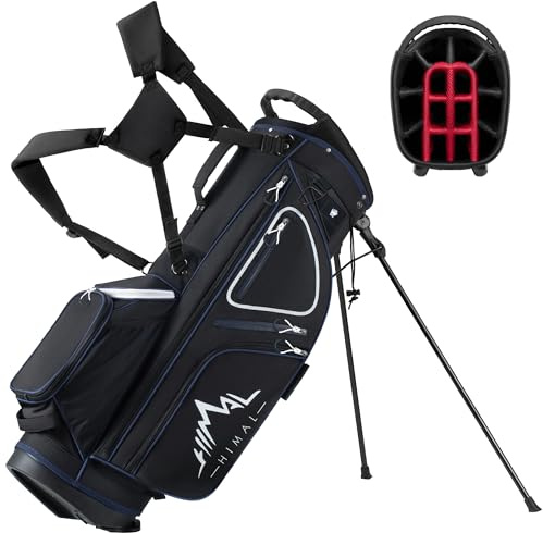 GoHimal 14 Way Golf Stand Bag, Golf Bags for Men with Stand, Top Dividers Ergonomic with 10 Pockets Golf Club Bags, Black