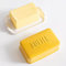 Porcelain Covered Butter Dish with Lid for Countertop Butter Holder Container for One Stick of Butter. Textured Tray Butter Keeper for Non Slip Storage-Yellow