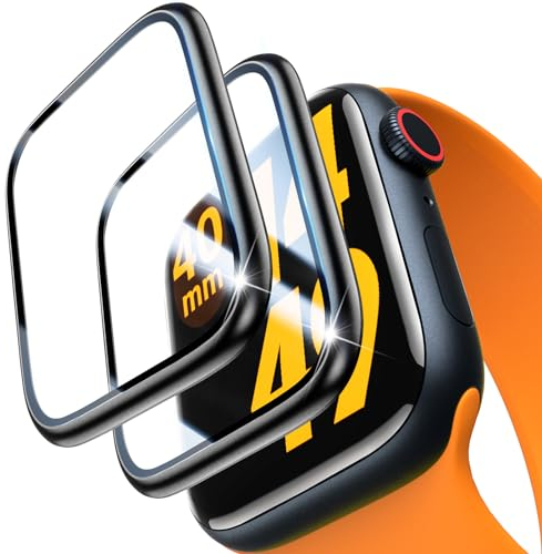 UniqueMe Full Screen für Apple Watch Series 6/5/4/SE/SE2 40mm Displayschutz, 9H Härte Kratzfest, Einfache Installation, 3D Volle Abdeckung, iWatch 40mm Schutzfolie -2 Stück