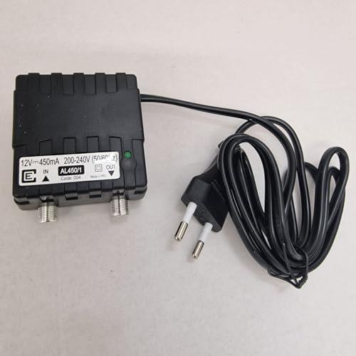 AL450/1 - Alimentatore per Amplificatore Antenna TV, Alimentatore 1 Uscita, Alimentatore 12 Volts 450 mA, Connettore EFFE, Progettato in Italia, Made in P.R.C.
