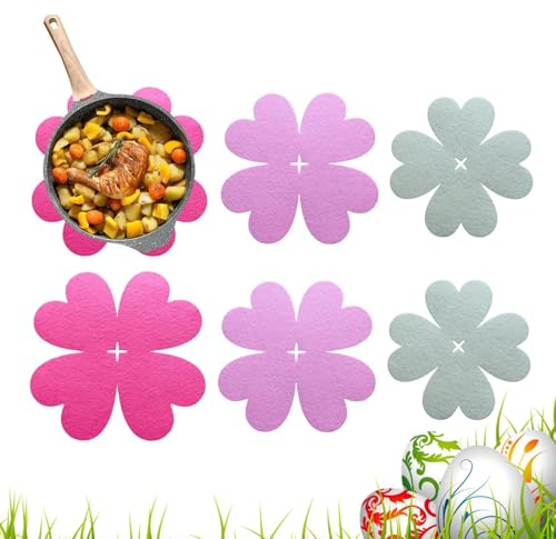 SHRIGM Presina Pasquale, tovaglietta Pasquale | 6 Cuscinetti per vasi a Forma di Fiore di pesco | Protezioni per padelle pasquali, prevengono i Cuscinetti per Proteggere i Graffi dai divisori