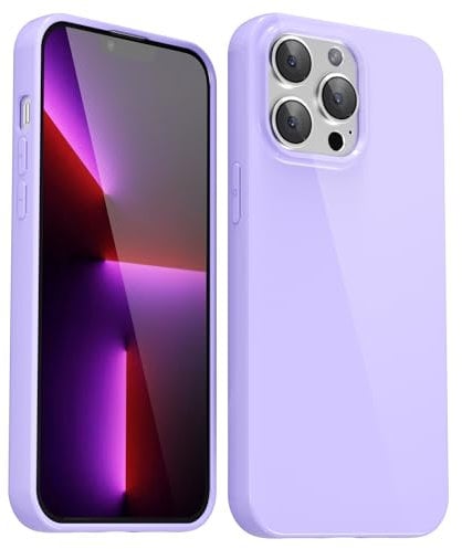 Svanove for iPhone 13 Pro Case Silicone, Glossy Soft Rubber Gel Jelly Cute Protective Plastic Simple Plain Phone Case Cover for Women Girl, Slim Thin Flexible Shockproof TPU, Lilac Purple Lavender
