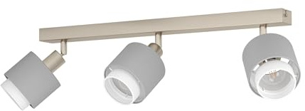 EGLO Deckenstrahler Bellizzi, Deckenlampe 3-fach | Deckenleuchte mit schwenkbaren Spots aus Textil in Grau und Weiß, Deckenspots mit E14 Fassung