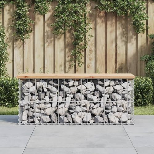 Iiaky Banc de Jardin Design de Gabion 103x31,5x42 Bois Massif de pin,Plastique Blanc,Banc Pliable,Deck Table