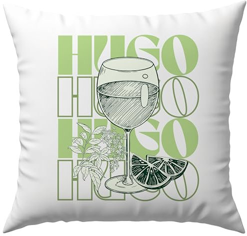Printparade Hugo Spritz Cocktail Sommer Drink Sekt Wein Holunderblüte Edel Modern Bar Party Trendgetränk Deko Kissen Geschenk