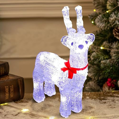 Weihnachtsdeko Aussen, Rentier Beleuchtet Aussen Schneemann Beleuchtet Aussen 8 Modi, Acryl LED IP44 Weihnachtsbeleuchtung Außen, Hirsch Deko Weihnachten Schneemann Figur Weihnachtsdeko (A)