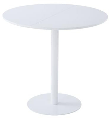 Liink1Ga Küchentisch Klein Esszimmer Tisch Essen Kleiner Couchtisch Rund 80 cm Durchmesser für Couch, Wohnzimmer, Balkon, Garten, Küche, Esszimmer, Cafe/Esstisch Rund 80x80x76cm(BTH)/Weiss