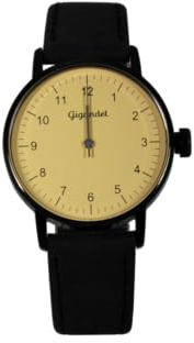 Gigandet Armbanduhr Quarz Damen Edelstahl Lederband Schwarz Beige G27-014