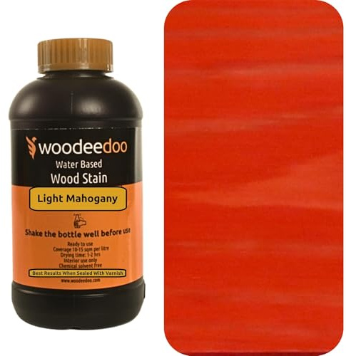 WooDeeDoo Water Based Wood Stain | Wood Dye | Ready to Use | Environmentally Friendly | Solvent Free | Odour Free | 450 ml | Light Mahogany