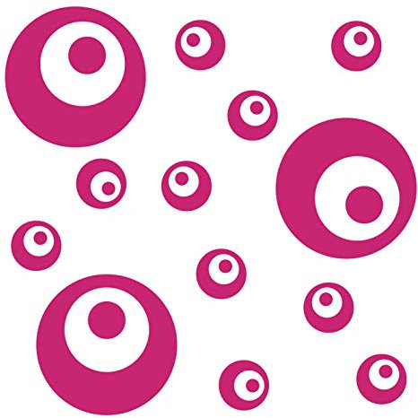 kleb-Drauf | 13 Retro-Punkte | Pink - matt | Wandtattoo Wandaufkleber Wandsticker Aufkleber Sticker | Wohnzimmer Schlafzimmer Kinderzimmer Küche Bad | Deko Wände Glas Fenster Tür Fliese